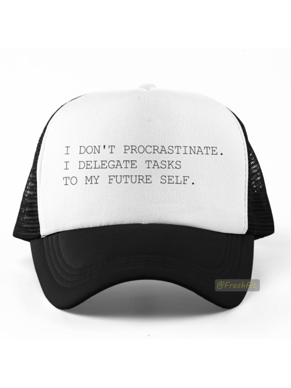 🆕I Don't Procrastinate I Delegate Foam Trucker Hat Mesh Snapback Black/White